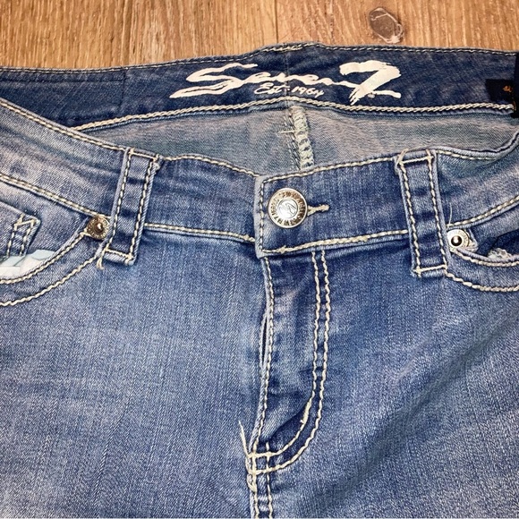 Seven7 Est 1964 Women's Distressed Blue Denim Slim Straight Jeans Size 31 | Y2K - Picture 6 of 11